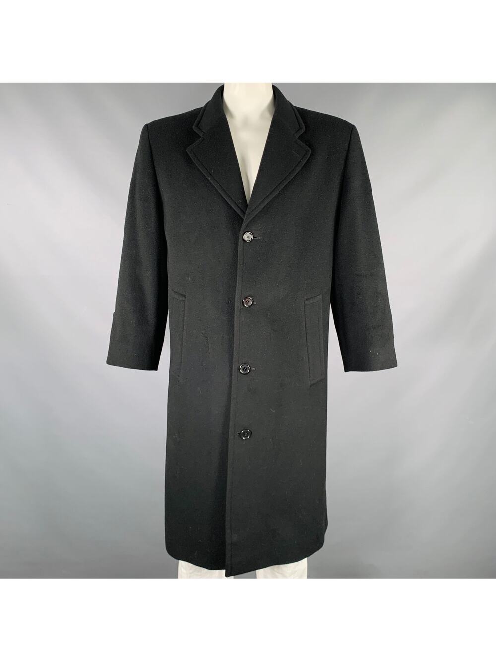 BILLY BLUE Size 48 Black Cashmere Single Breasted Coat